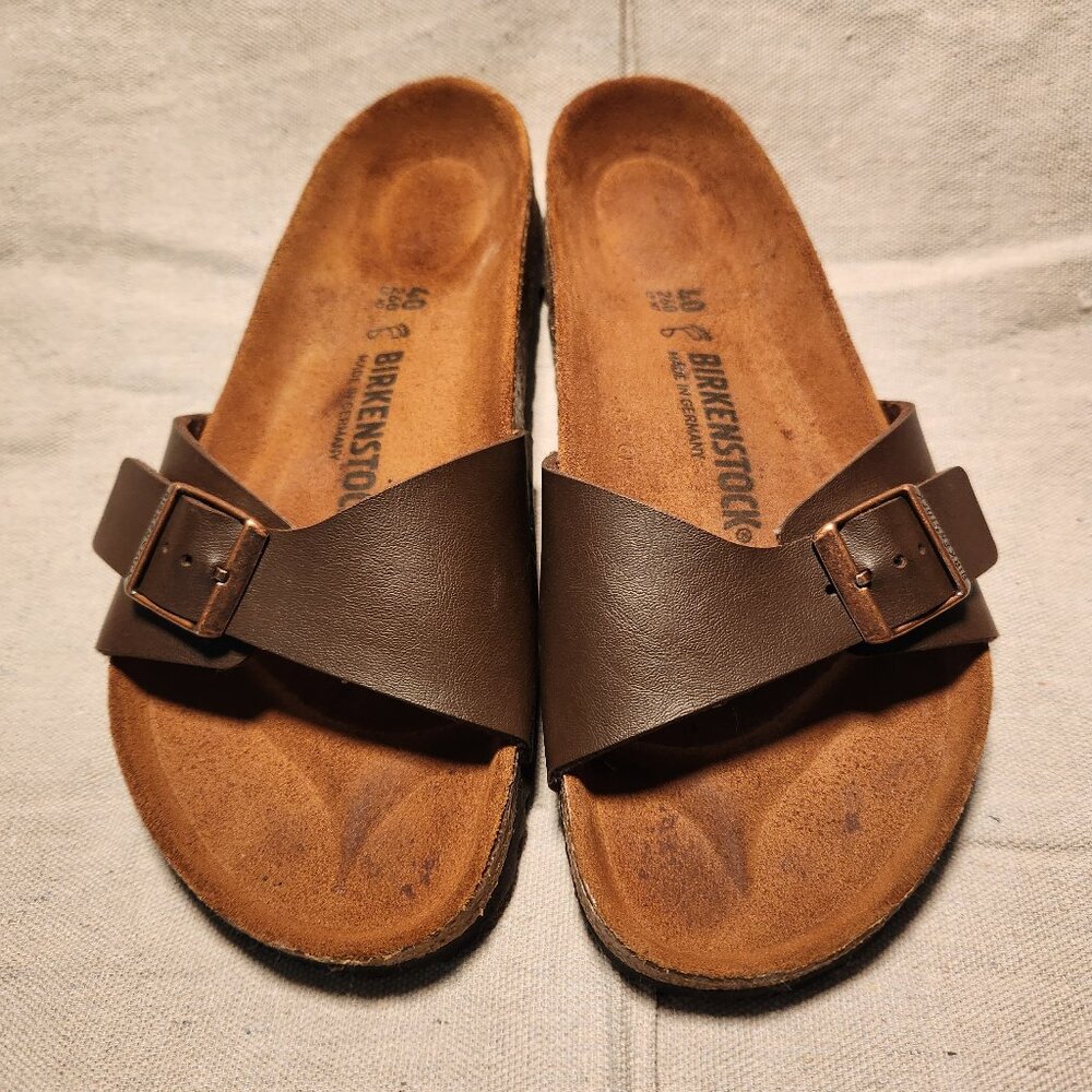 Birkenstock Madrid Mocha Brown Slide Sz 40EU, 7M, 9W - Genuine Oiled Leather